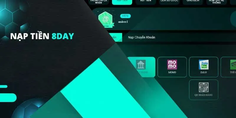 Chi tiết 4 bước nạp rút tiền 8Day siêu tốc
