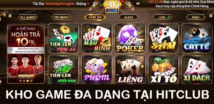 Hit Club giữ chân người chơi nhờ kho game cực khủng