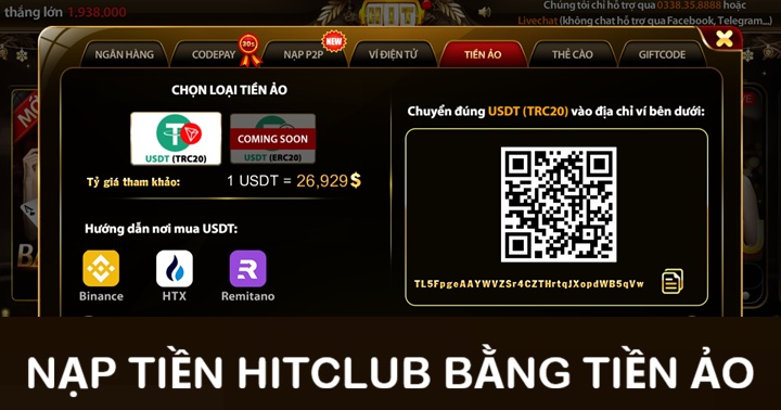 Hướng dẫn nạp tiền Hitclub chi tiết với từng phương thức